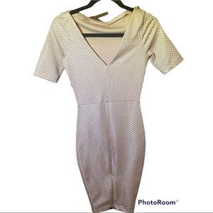 Zara Fitted Pink Dress Checkered Pattern